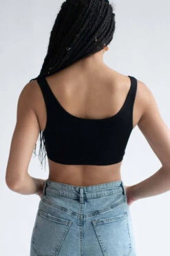 Black Terry Seamless Crop Tank -Swimsuit Closet Sales Store black terry seamless crop tank 4 27089.1666806070