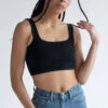 Black Washed Seamless Crop Tank