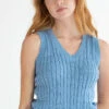 Blue Cable Knit Sweater Vest