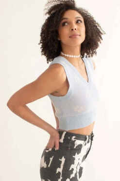 Blue Daisy Sweater Vest