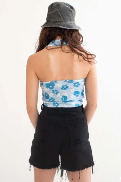 Blue Hawaiian Print Halter Top -Swimsuit Closet Sales Store blue hawaiian print halter top 5 84575.1692379034