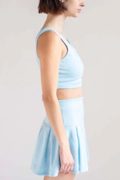 Summer Blue Notched Neck Tank & Pleated Skirt Set -Swimsuit Closet Sales Store blue notched neck tank skirt set 3 52822.1666807994