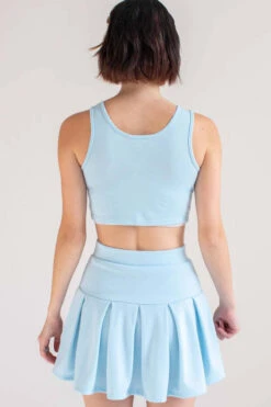Summer Blue Notched Neck Tank & Pleated Skirt Set -Swimsuit Closet Sales Store blue notched neck tank skirt set 4 37347.1666808013