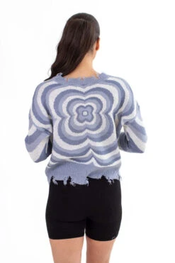 Blue Psychedelic Flower Sweater -Swimsuit Closet Sales Store blue psychedelic flower sweater 4 23338.1666806355