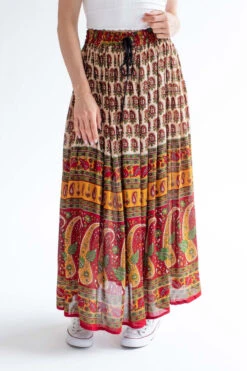 Border Print Maxi Skirt