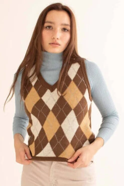 Brown Argyle Sweater Vest