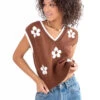 Brown Daisy Sweater Vest