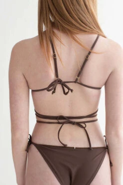 Brown Heart Front Strappy Bikini Top -Swimsuit Closet Sales Store brown heart front strappy bikini set 6 50326.1666808575