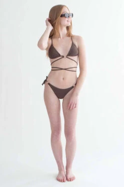 Swimsuit Closet Sales Store -Swimsuit Closet Sales Store brown heart front strappy bikini top 1 35596.1666808519