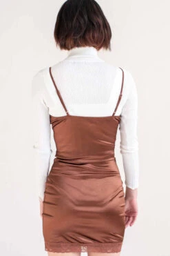 Brown Lace Trim Slip Dress -Swimsuit Closet Sales Store brown lace trim slip dress 3 57451.1696278244