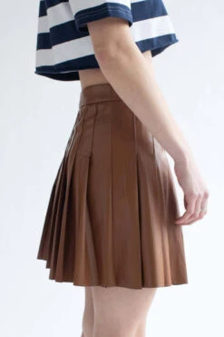 Brown Pleather Pleated Skirt -Swimsuit Closet Sales Store brown pleather pleated skirt 2 92002.1666805834