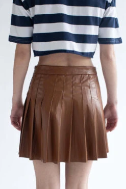 Brown Pleather Pleated Skirt -Swimsuit Closet Sales Store brown pleather pleated skirt 3 45020.1666805877