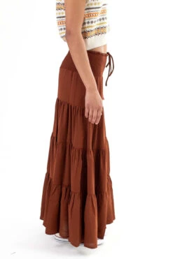 Brown Smocked Waist Maxi Skirt -Swimsuit Closet Sales Store brown smocked waist maxi skirt 3 91101.1666806808
