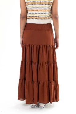 Brown Smocked Waist Maxi Skirt -Swimsuit Closet Sales Store brown smocked waist maxi skirt 4 08437.1666806856