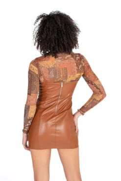 Brown Stretch Pleather Mini Dress -Swimsuit Closet Sales Store brown stretch pleather mini dress 6 75101.1669232125