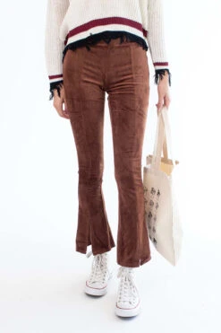 Cappuccino Cord Split Hem Flare Pants