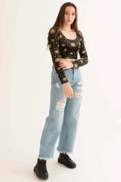 Best Seller -Swimsuit Closet Sales Store celestial lattice back cropped fleece top 1 69957.1666806350