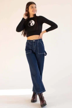 Black Celestial Yin Yang Long Sleeve Top -Swimsuit Closet Sales Store celestial yin yang long sleeve top 2 82708.1692379538