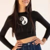 Black Celestial Yin Yang Long Sleeve Top