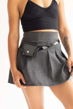 Charcoal Houndstooth Pleated Skirt