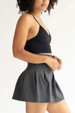 Charcoal Houndstooth Pleated Skirt -Swimsuit Closet Sales Store charcoal houndstooth pleated skirt 3 1 51049.1694023054