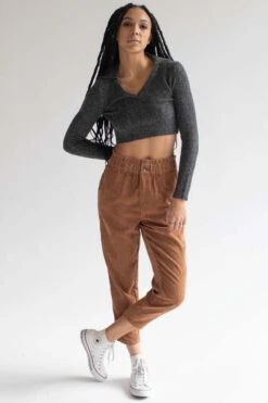 Charcoal Johnny Collar Cropped Sweater -Swimsuit Closet Sales Store charcoal johnny collar cropped sweater 6 08458.1692389299