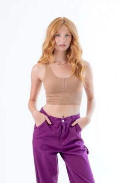 Cocoa Hook & Eye Seamless Tank