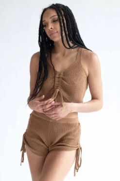 Coconut Cinched Knit Cami & Shorts Set
