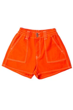 Orange Contrast Seam Carpenter Shorts -Swimsuit Closet Sales Store contrast seam carpenter shorts 9 40132.1681504311