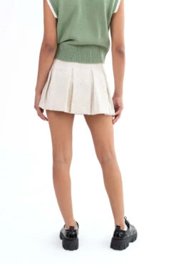 Cream Corduroy Box Pleat Skirt -Swimsuit Closet Sales Store cream corduroy box pleat skirt 4 97287.1666807019