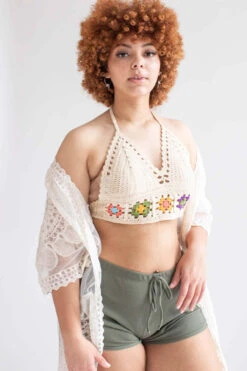 Crochet Flower Detail Tie Top