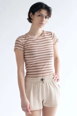 Best Seller -Swimsuit Closet Sales Store daisy embroidered mocha striped tee 1 82962.1666806187