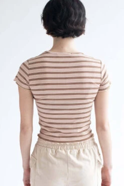 Daisy Embroidered Mocha Striped Tee -Swimsuit Closet Sales Store daisy embroidered mocha striped tee 4 73183.1666806268