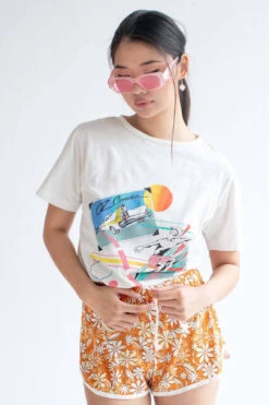 Orange Flashback Floral Dolphin Shorts