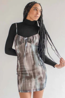 Glacier Dye Mesh Milkmaid Dress