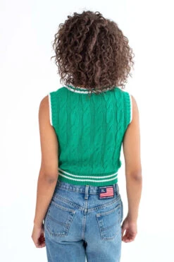 Green Contrast Trim Sweater Vest -Swimsuit Closet Sales Store green contrast trim sweater vest 4 92943.1692388535