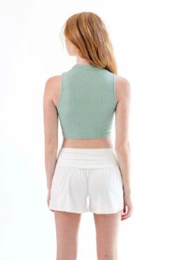 Green Floral Embossed Seamless Mock Neck -Swimsuit Closet Sales Store green floral embossed seamless mock neck 4 09835.1666808608