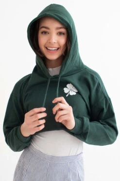 Green Shamrock Cropped Hoodie