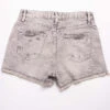 Grey Washed High Rise Frayed Denim Shorts