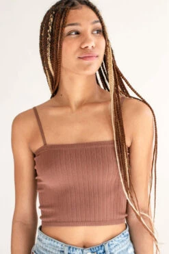 Hazelnut Seamless Heavy Ribbed Crop Cami
