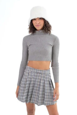 Heather Grey Ribbed Turtleneck Sweater