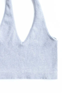 Heather Grey Seamless Deep V Halter Neck