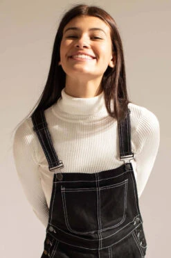 Ivory Ribbed Cropped Turtleneck Sweater