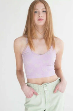 Lavender Butterfly Seamless Crop Cami -Swimsuit Closet Sales Store lavender butterfly seamless crop cami 2 61953.1666808924