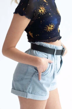 Light Wash High Waisted Pleated Denim Shorts -Swimsuit Closet Sales Store light wash high waisted pleated denim shorts 4 1 68619.1666806568