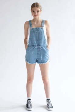 Light Wash Tie Waist Denim Overall Shorts -Swimsuit Closet Sales Store light wash tie waist denim overall shorts 1 64277.1692386796