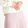 Mauve Plaid Hidden Short Pleated Skirt