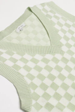 Moss Green Checkered Sweater Vest -Swimsuit Closet Sales Store moss green sweater vest 2 69471.1692388837
