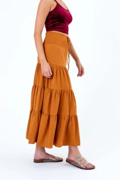 Mustard Smocked Waist Maxi Skirt -Swimsuit Closet Sales Store mustard smocked waist maxi skirt 3 09880.1666805523