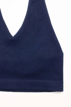 Navy Blue Seamless Deep V Halter Neck -Swimsuit Closet Sales Store navy blue seamless deep v halter neck 3 1 13902.1666807016